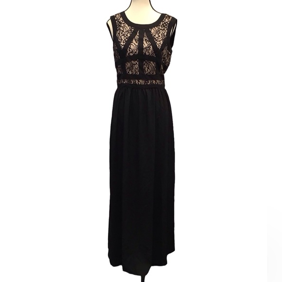 Gianni Bini Avery Lace Evening Dress Formal Sleeveless Maxi Long Black Gown SZ 4 - Picture 13 of 13